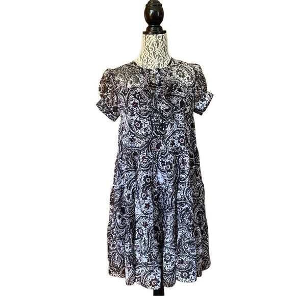 Diane Von Furstenberg Vinita Silk Floral Baby Doll Dress Black,‎ White Size 4 - Picture 12 of 12